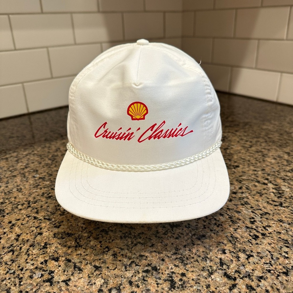 Shell Oil Sportcap Cruisin Classics Rope Hat Mens OS White Cotton Blend